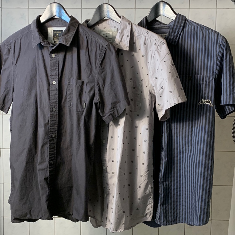 Three men’s medium Quiksilver shirts